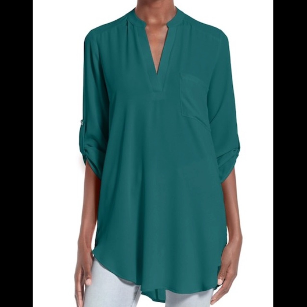 Lush Teal Split-Neck Tunic Top 2 for $20